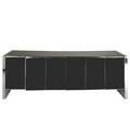Ello glass and stainless steel credenza unmarked 30 x 75 12 x 21
