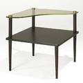 Gilbert rohde herman miller oak glass and brass corner table unmarked 27 x 29 x 29