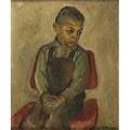 Edna wolff maschgan american 19072001 oil on canvas boy in red eames chair signed 23 34 x 20