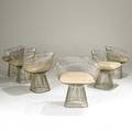 Warren platner knoll six nickel plated armchairs unmarked 28 12 x 26 x 21