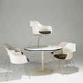 Burke tulip table and five chairs 28 x 45 dia