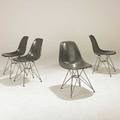 Charles  ray eames herman miller set of four fiberglass side chairs on eiffel tower bases paper labels stamped july 1 1957 31 x 18 12 x 23