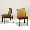 George nelson herman miller enameled wood and cane upholstered side chairs metal labels 32 12 x 20 x 25