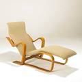 Marcel breuer isokon chaise lounge laminated birch frame and wool upholstery unmarked 31 x 26 x 53