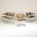 Knoll design within reach cesca armchairs in chromed steel ebonized wood and cane three period three 1990s 31 x 23 12 x 23 12