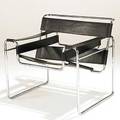Marcel breuer knoll leather and stainless steel wassily lounge chair unmarked 29 x 31 x 27