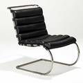 Mies van der rohe knoll stainless steel and leather lounge chair 1990s unmarked 34 x 24 x 34