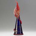 Dale chihuly cobalt red and gold glass piccolo vase unsigned 16 12 x 4 34