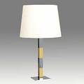 Hansen chrome steel and brass table lamp with original linen shade 1960s unmarked 28 x 6 12 shade 16