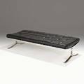 Nicos zographos stainless steel and leather daybed unmarked 16 x 69 x 28