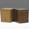 Style of george nelson pair of birch and aluminum miniature chests 1950s unmarked 15 x 12 x 14