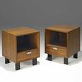 George nelson herman miller pair of walnut and zinc nightstands foil labels 24 14 x 18 x 19 12