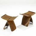 Sori yanagi tendo pair of rosewood and brass butterfly stools 1954 unmarked 15 x 17 x 12 14