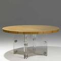Vladimir kagan vladimir kagan designs inc plexiglass and ash dining table foil label 29 14 x 16 dia