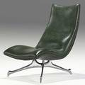 Vladimir kagan vladimir kagan desing inc leather and polished aluminum trisymmetric lounge chair model 500 1970s unmarked 32 12 x 21 12 x 32