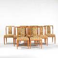 Tommi parzinger parzinger originals nine lacquered wood and wool dining chairs 1950s unmarked 36 x 22 x 24