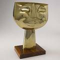 Oswaldo guayasamin ecuador b 19191999 brass bust on wooden stand stamped taller guayasamin 13 12 x 9 12 on stand 14 34