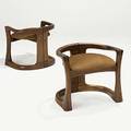 American studio set of two sculpted laminated walnut lowback chairs late 1970s unmarked 20 14 x 24 x 19