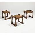 American studio set of three sculpted laminated walnut stools late 1970s unmarked 18 12 x 21 34 x 17