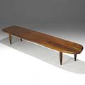 Phil powell fine sculpted walnut cocktail table 1960s unmarked 12 x 86 x 17