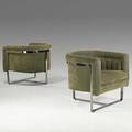 Horst brunning alfred kill pair of wool and chromed steel club chairs germany 1960s unmarked 28 x 32 x 28