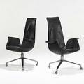 Preben fabricius  jurgen kastholm pair of leather and brushed steel bird chairs denmark unmarked 41 x 29 x 26