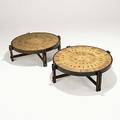Roger capron vallauris two glazed stoneware and walnut low tables each impressed capron vallauris france 13 x 42 dia