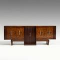 Franco albini early rosewood burlwood and mahogany cabinet with nickle plated hardware and mirrored interior italy 1940s unmarked 35 12 x 92 x 18