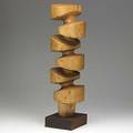 Mario dal fabbro carved wood sculpture totem 1980 signed twice dated f13 with stand 24 x 7 x 6