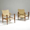 Kaare klint rud rasmussens snedkerier pair of teak brass leather and canvas safari chairs unmarked 31 12 x 22 12 x 26