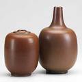 Erich and ingrid triller tobo two glazed stoneware vases signed triller tobo 6 14 and 9 14
