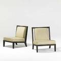 James mont pair of limed oak and spinneybeck leather lounge chairs 1950s unmarked 30 x 25 x 27