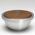 Russel wright russel wright inc spun aluminum and walnut lidded bowl 1930s stamped russel wright 4 12 x 8 12