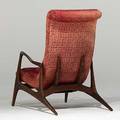 Vladimir kagan dreyfuss sculpted walnut and wool adjustable lounge chair model vk 100 1950s branded 36 x 59 x 27
