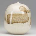 Toshiko takaezu glazed porcelain moonpot with rattle glossy and banded provenance acquired directly from the artist incised tt 6 14 x 5