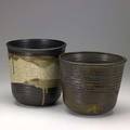 Toshiko takaezu two glazed stoneware vessels each signed tt 7 12 x 8 12 8 34 x 8