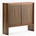 George nakashima walnut and pandanus cloth cabinet with adjustable shelves unmarked provenance available 34 x 36 x 11