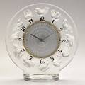Lalique rossignols clear and frosted glass clock black enameled numbers 1931 m no 735 etched r lalique france 8 14 x 7 34