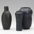 Van briggle three vases dark purple and blue glazes 191516 provenance van briggle pottery all marked aa and dated tallest 8 14