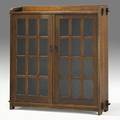 L  jg stickley twodoor bookcase with fixed shelves original handcraft decal 55 14 x 52 x 12