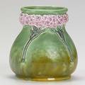 Amphora gourdshaped vase with pink dogwood stamped austria 1092 4 34 x 4 12
