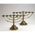 Style of bruno paul pair of brass and copper candelabra unmarked 13 12 x 22