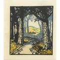 Frances h gearhart color woodblock print the canyon road matted and framed pencil titled and signed image 9 14 x 8