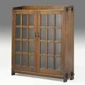 L  jg stickley doubledoor bookcase with fixed shelves unmarked 55 14 x 52 x 12