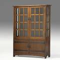 L  jg stickley fourdoor cabinet with fixed shelves and strap hardware handcraft label 70 12 x 50 x 16 12
