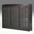 Gustav stickley early tripledoor bookcase with mitered mullions fixed shelves and chamfered back ca 1901 early signature in box 56 x 73 x 12 12