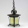 Harvey ellis gustav stickley exceptional and rare copper iron and vaseline glass lantern no 204 unmarked fixture 13 12 x 10 12 with chain 22 12
