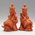 Waylande gregory cowan pair of glazed porcelain figural bottle bookends signed in the mold waylande gregory and cowan 10 14 x 5 14
