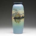 Carl schmidt rookwood tall marine scenic vase 1915 flame markxv271avartist cipher 13 34 x 5 14