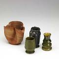 George ohr four vessels all marked largest 4 14 x 5 12